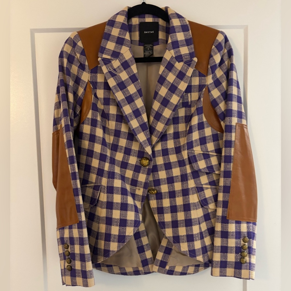 Smythe Violet and Beige Plaid Blazer
